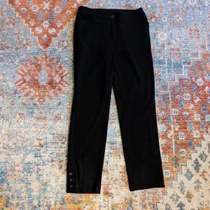 Chicos 00 XS Short Perfect Stretch Pants Black Trouser Dress Pant ButtonCuff 201